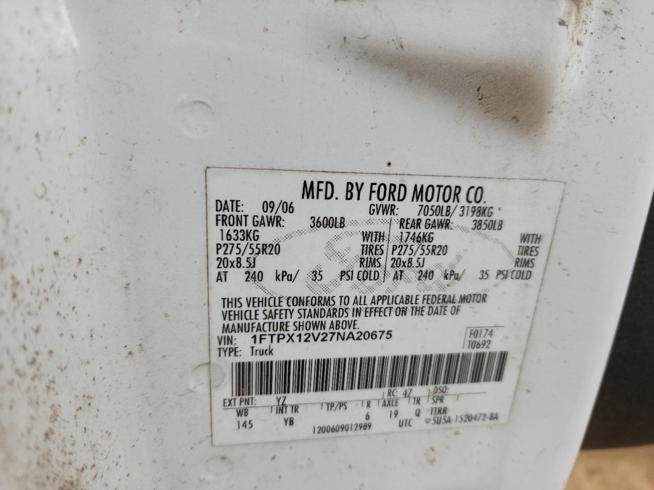 Lot #3286692289 2007 FORD F150