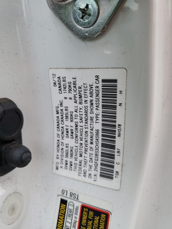 Lot #3304550455 2012 HONDA CIVIC LX