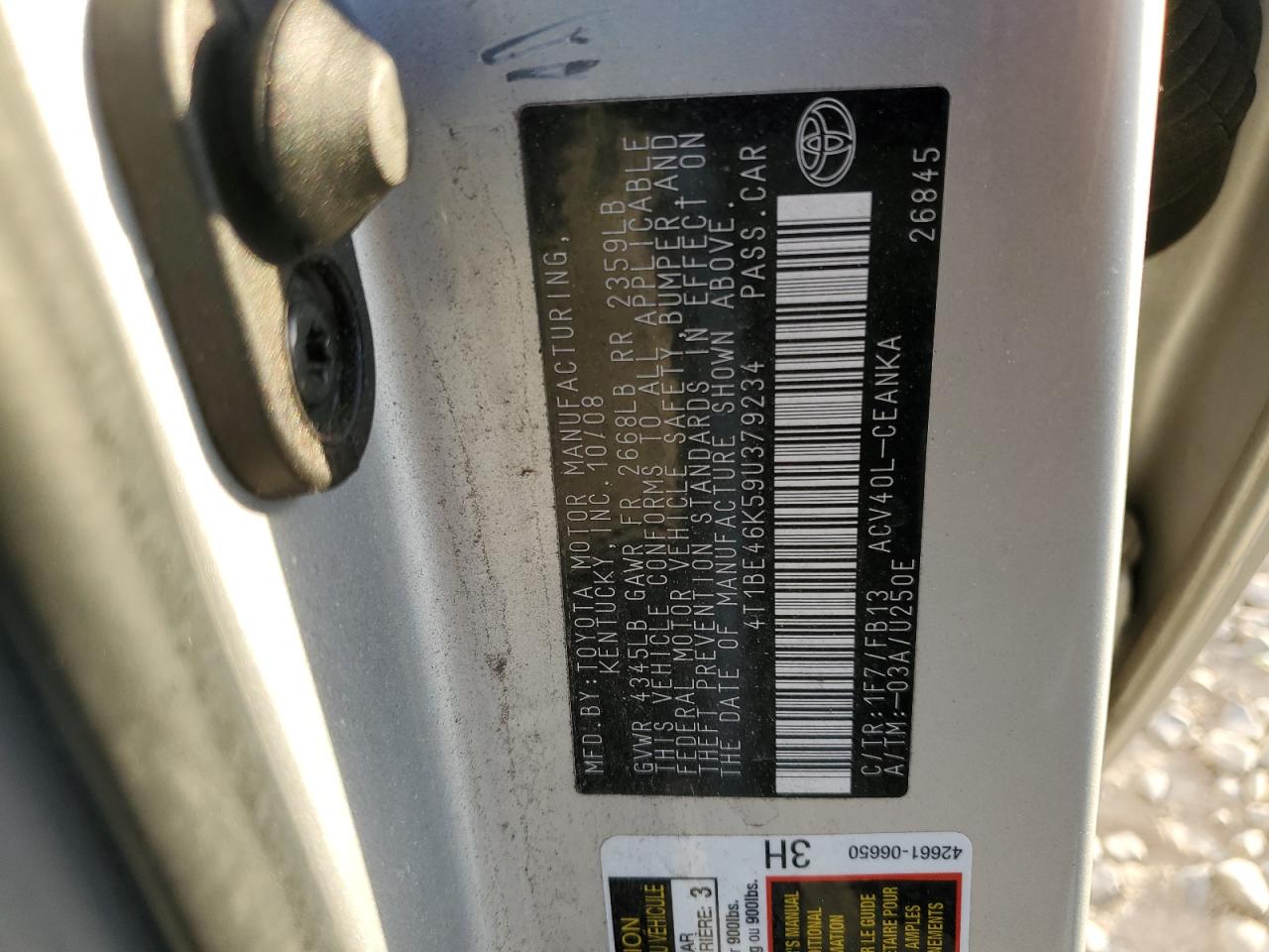 Lot #3298143243 2009 TOYOTA CAMRY BASE