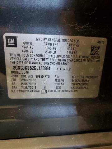 2016 CHEVROLET TRAX LS 3GNCJKSB2GL130984