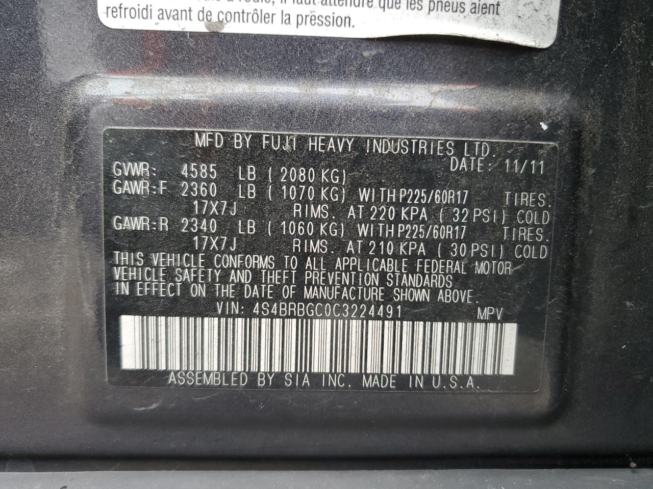 SUBARU OUTBACK 2.5I PREMIUM