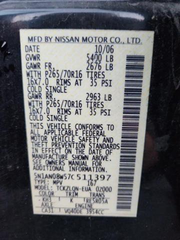 2007 NISSAN XTERRA OFF #3291766271