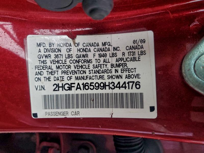 2009 HONDA CIVIC LX #3302796917