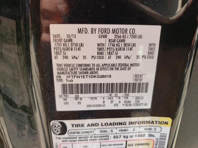 2013 FORD F150 SUPER - 1FTFW1ET1DKG28015