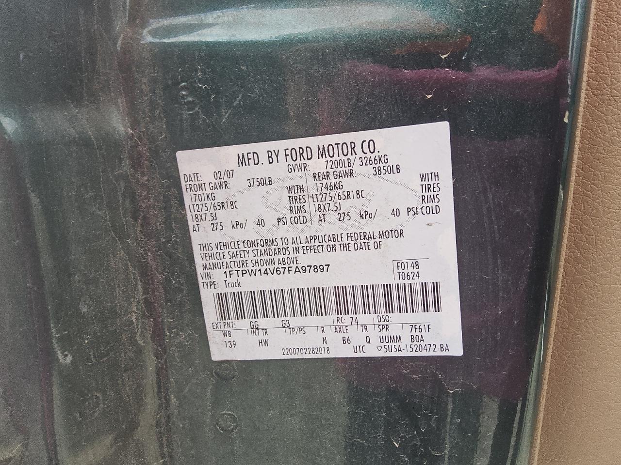 Lot #3308302187 2007 FORD F150 SUPER