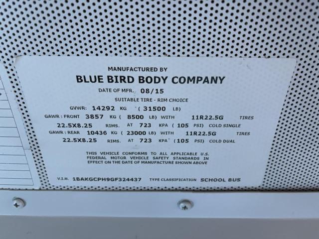 2016 BLUE BIRD SCHOOL BUS #3292323315