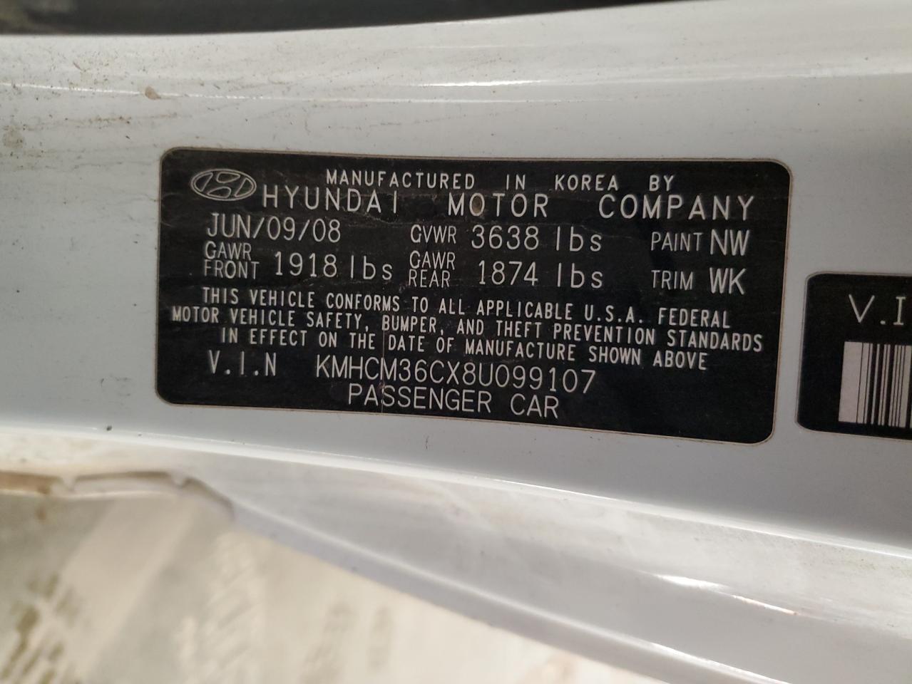 Lot #3282517883 2008 HYUNDAI ACCENT GS