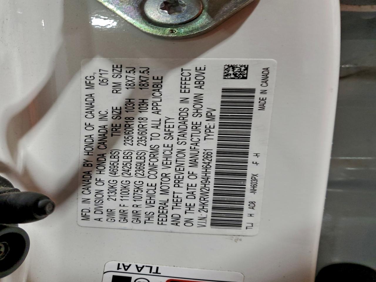 Lot #3301962478 2017 HONDA CR-V TOURI