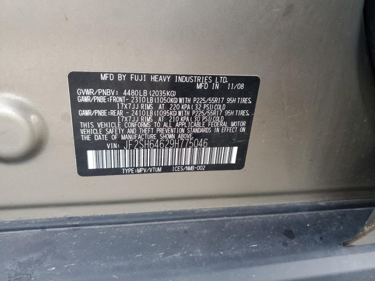 Lot #3301789334 2009 SUBARU FORESTER 2