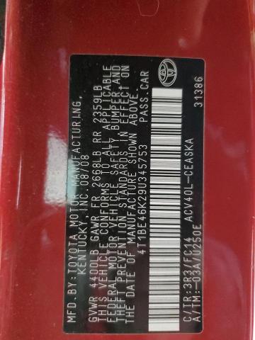 2009 TOYOTA CAMRY BASE #3302699054