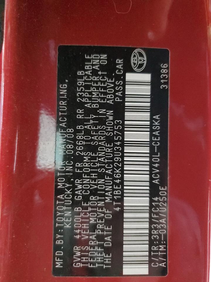 Lot #3302699054 2009 TOYOTA CAMRY BASE