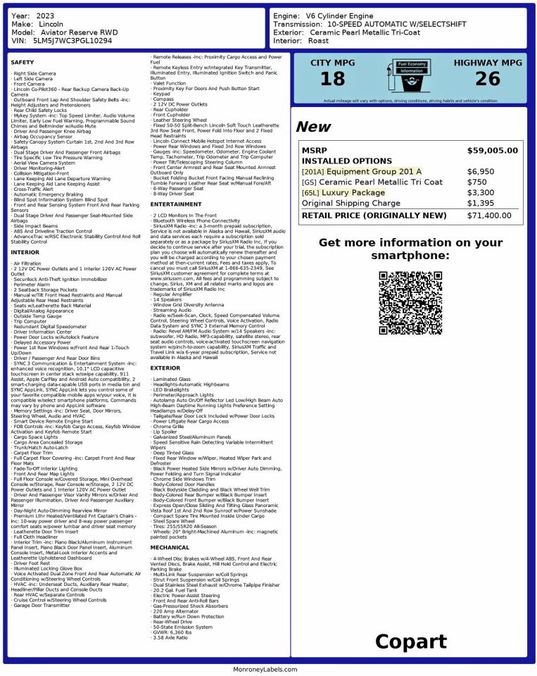 LINCOLN AVIATOR RESERVE