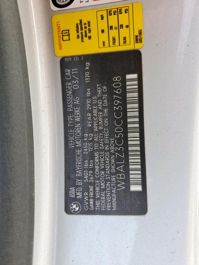 2012 BMW 650 I #3305448060