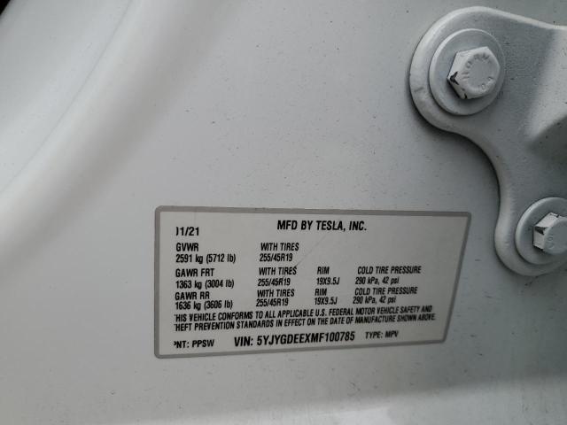 2021 TESLA MODEL Y - 5YJYGDEEXMF100785