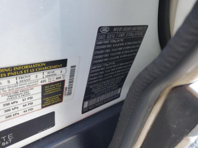 2016 LAND ROVER RANGE ROVE #3285657667