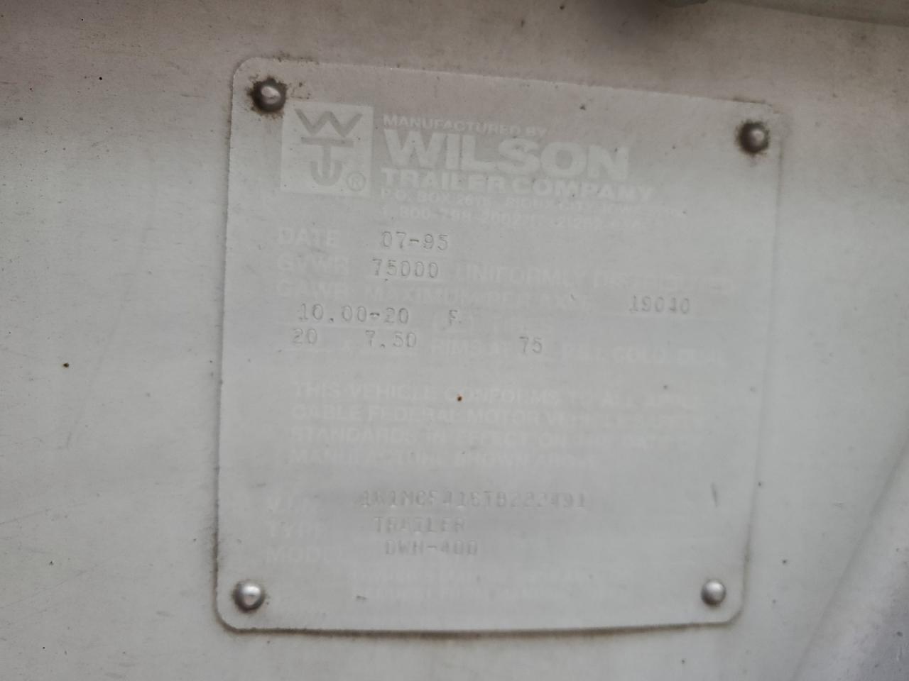 Lot #3287731159 1996 WILSON TRAILER TRLR