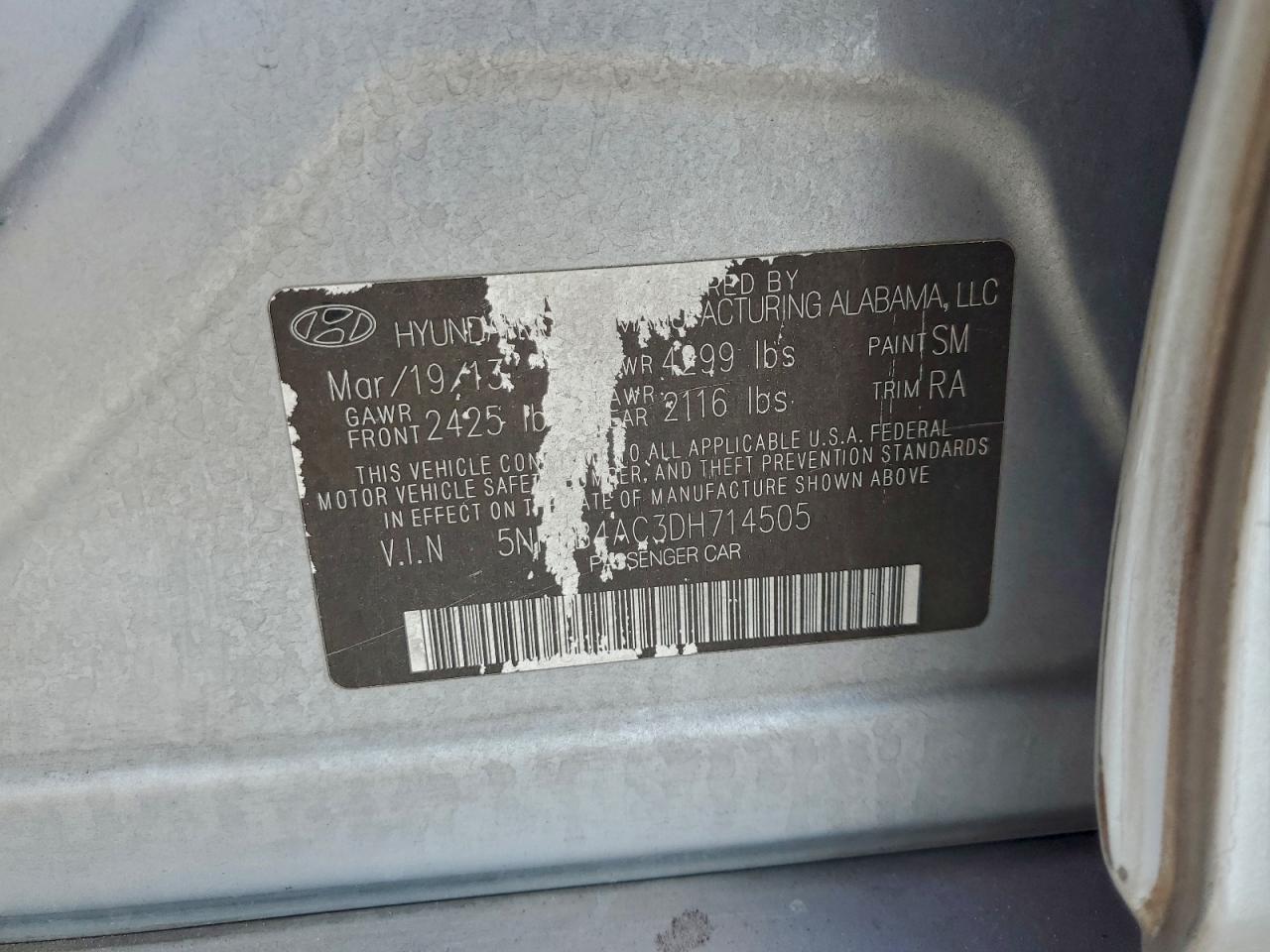 Lot #3302878923 2013 HYUNDAI SONATA GLS