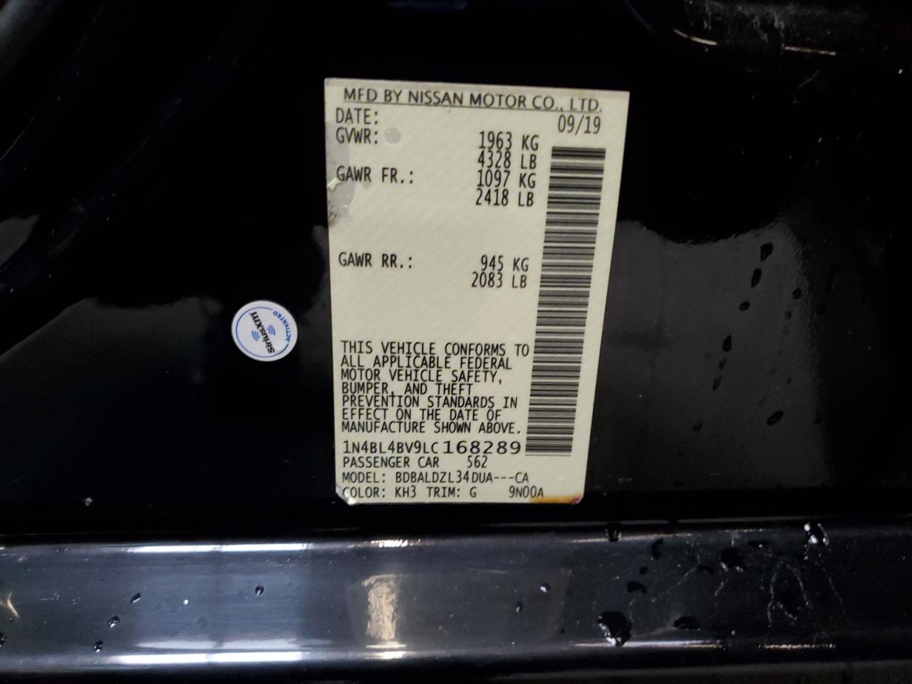 Lot #3311723260 2020 NISSAN ALTIMA S