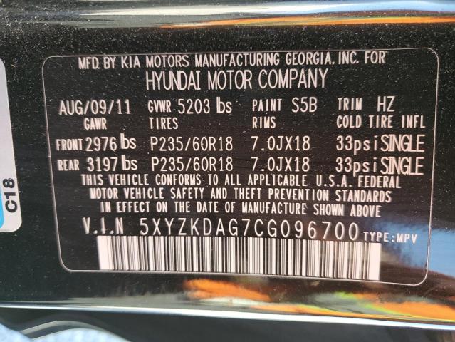 2012 HYUNDAI SANTA FE L - 5XYZKDAG7CG096700