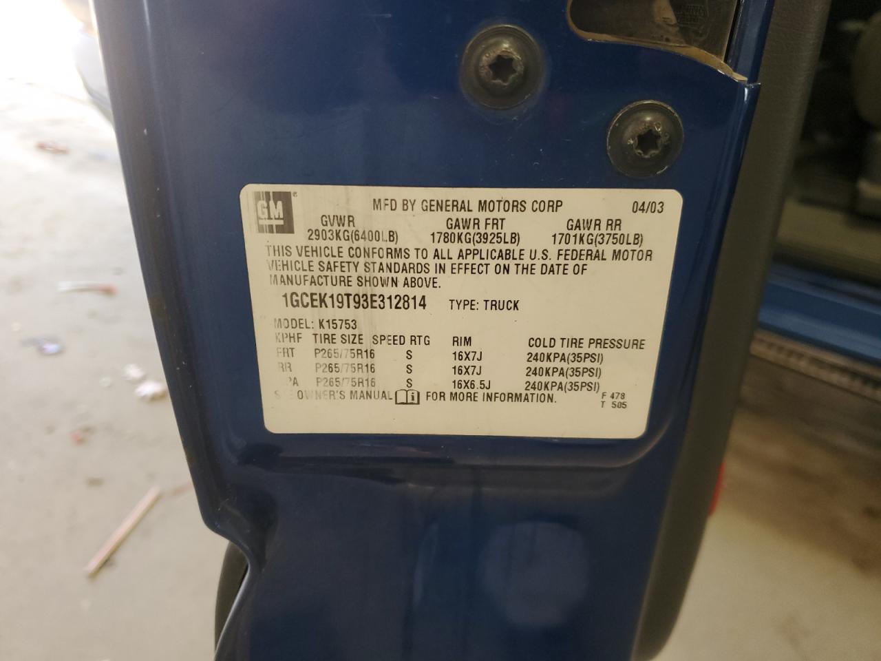 Lot #3301820385 2003 CHEVROLET SILVERADO