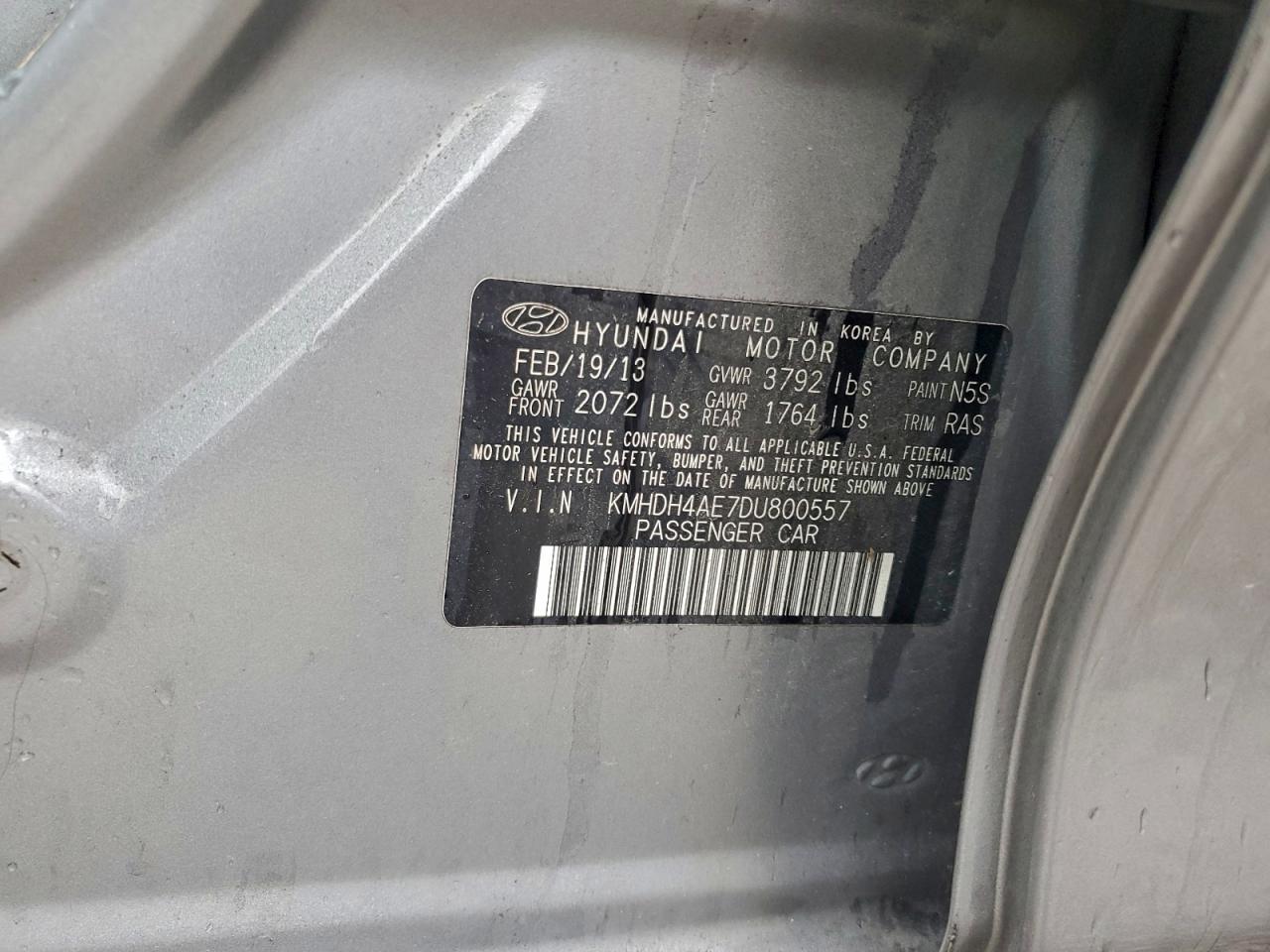 Lot #3315968129 2013 HYUNDAI ELANTRA GL