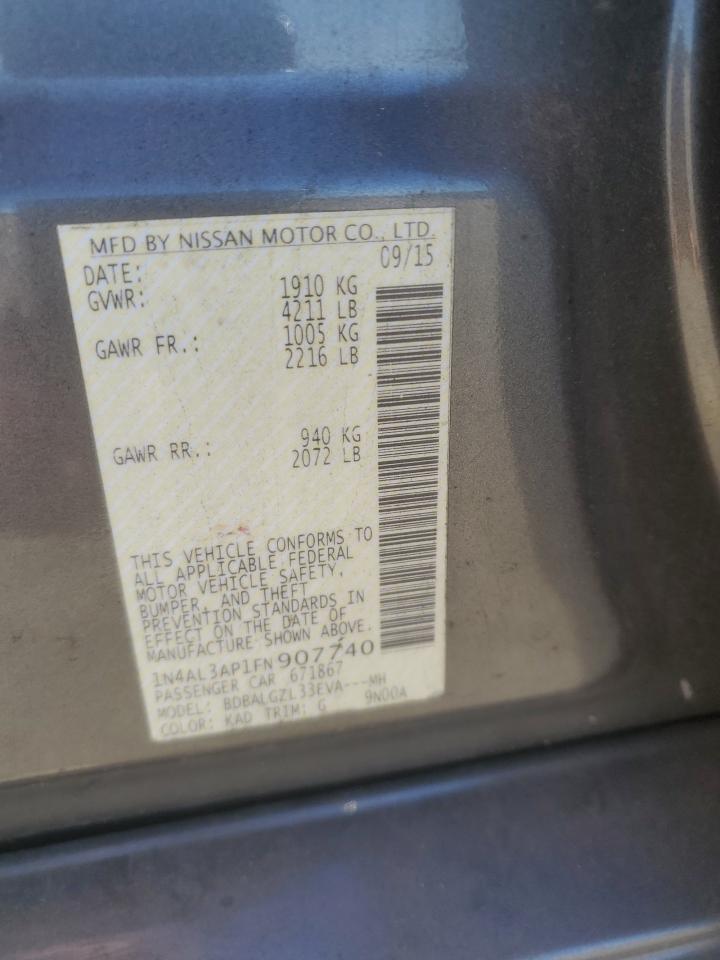 Lot #3301847400 2015 NISSAN ALTIMA 2.5