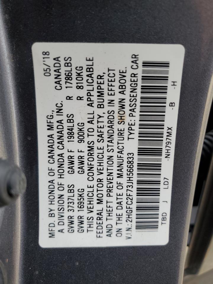 Lot #3302868934 2018 HONDA CIVIC EX