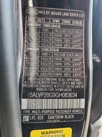 2016 LAND ROVER RANGE ROVE #3302717006