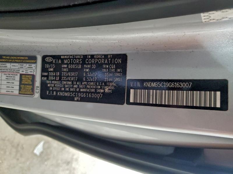 2016 KIA SEDONA LX #3294331908