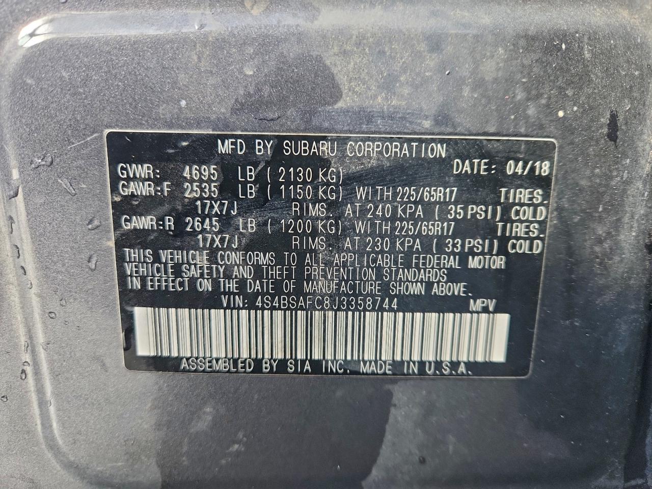 SUBARU OUTBACK 2.5I PREMIUM