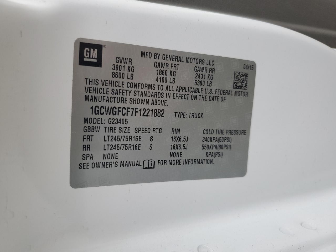 Lot #3310626842 2015 CHEVROLET EXPRESS