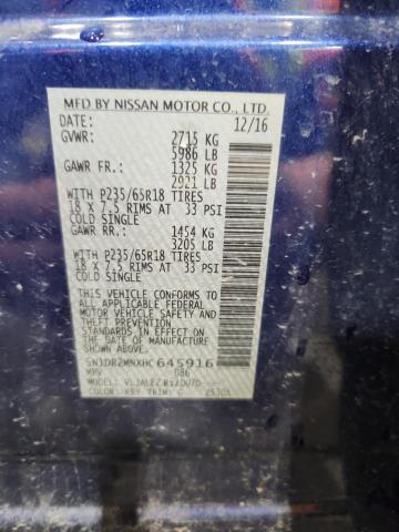 2017 NISSAN PATHFINDER 5N1DR2MNXHC645916