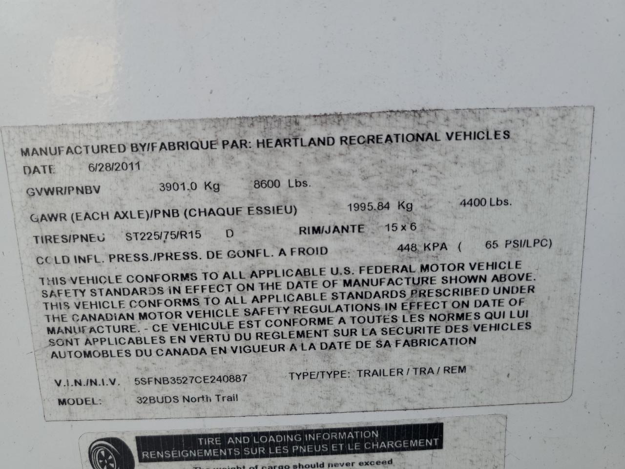 Lot #3292668590 2012 HEART LAND NORTHTRAIL