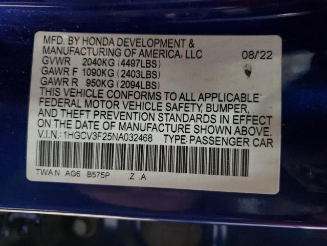 2022 HONDA ACCORD HYB #3282461592
