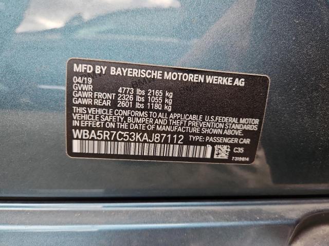 2019 BMW 330XI WBA5R7C53KAJ87112