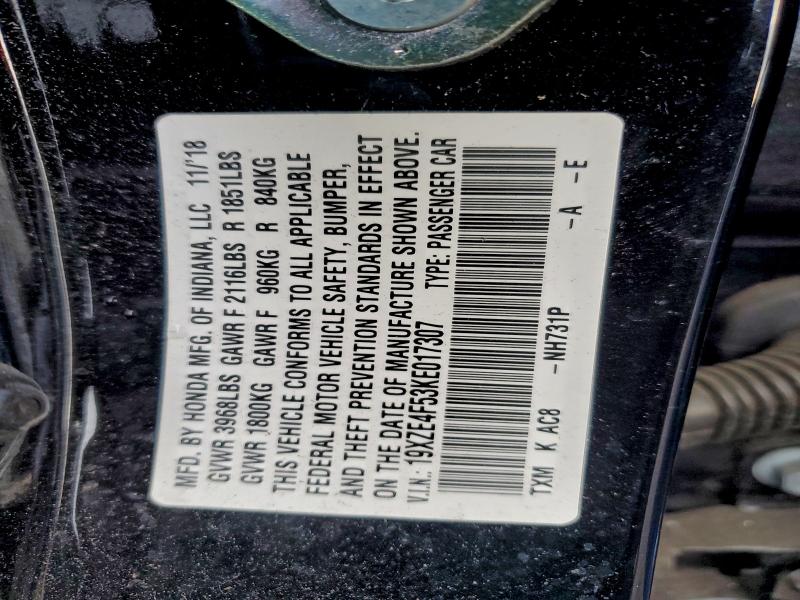 2019 HONDA INSIGHT EX #3304865554