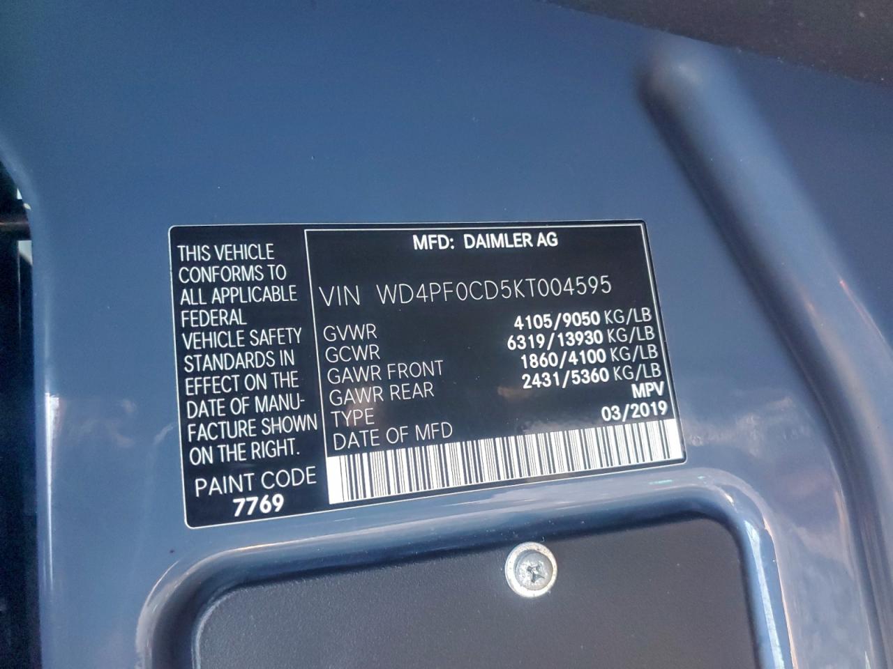 Lot #3310427972 2019 MERCEDES-BENZ SPRINTER 2
