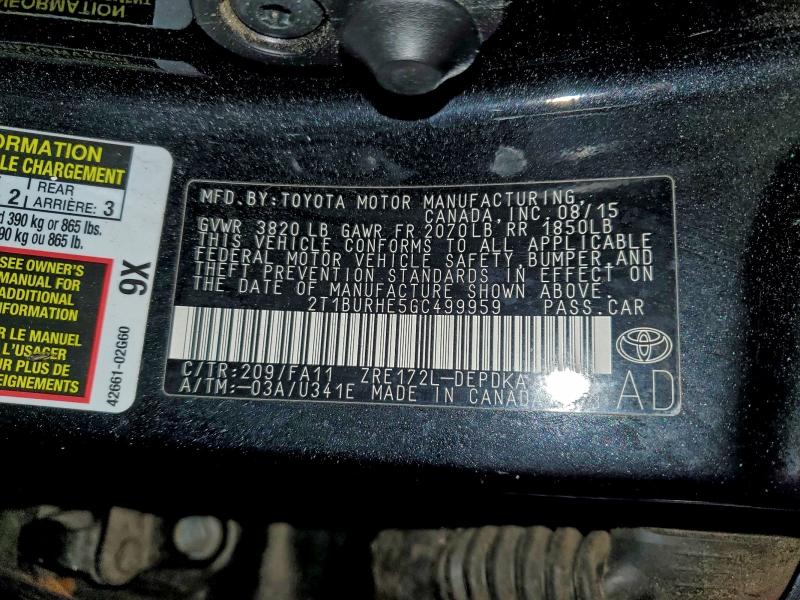 2016 TOYOTA COROLLA L #3297962796