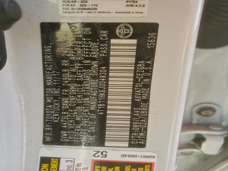 2018 TOYOTA CAMRY L #3301847468