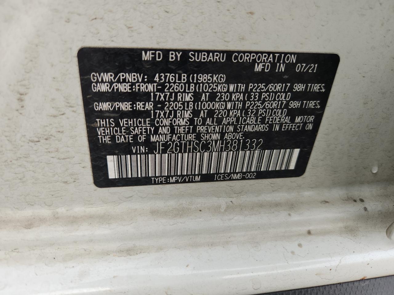 SUBARU CROSSTREK SPORT