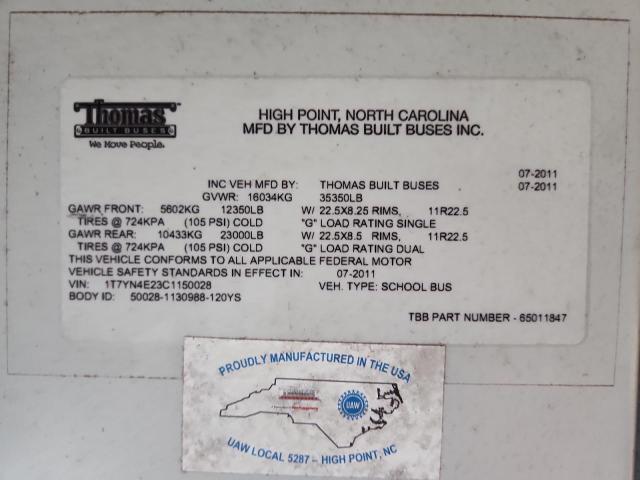 2012 THOMAS SAF-T-LINER HDX #3280890513