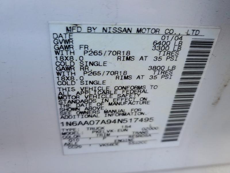 2004 NISSAN TITAN XE #3316093227