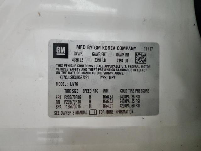 2018 CHEVROLET TRAX 1LT KL7CJLSB3JB587291