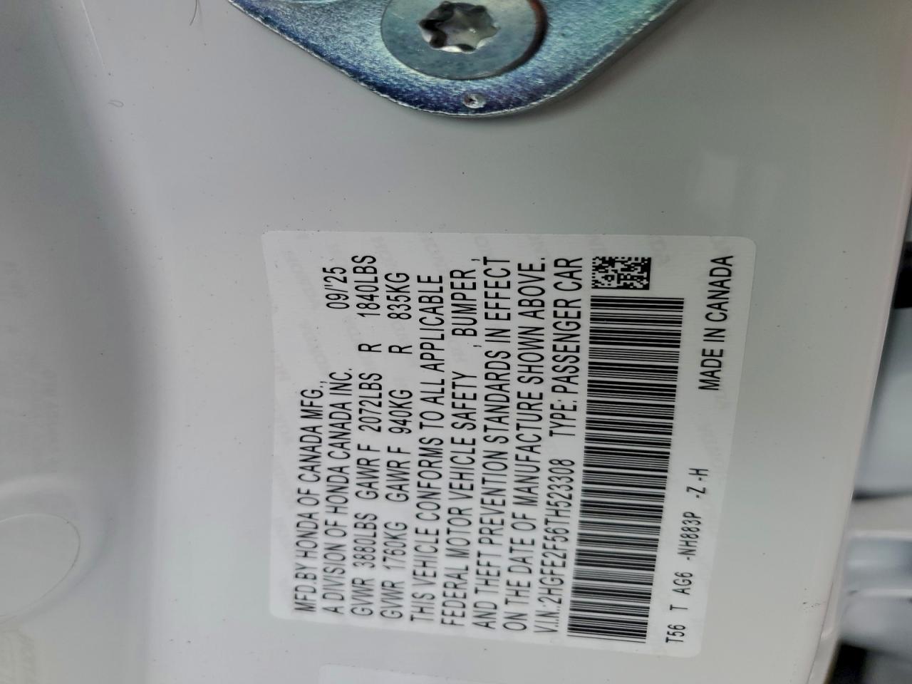 Lot #3302886894 2026 HONDA CIVIC SPOR