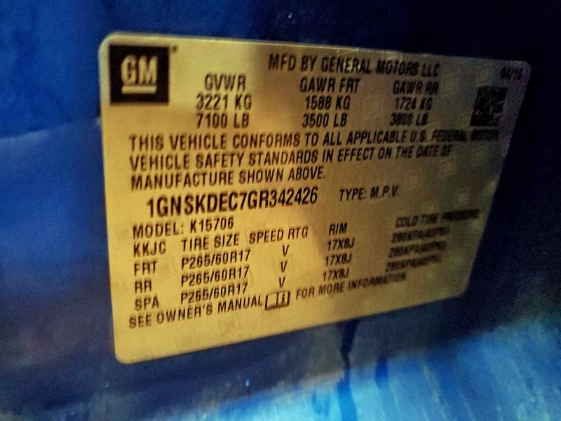 2016 CHEVROLET TAHOE POLI #3305361340