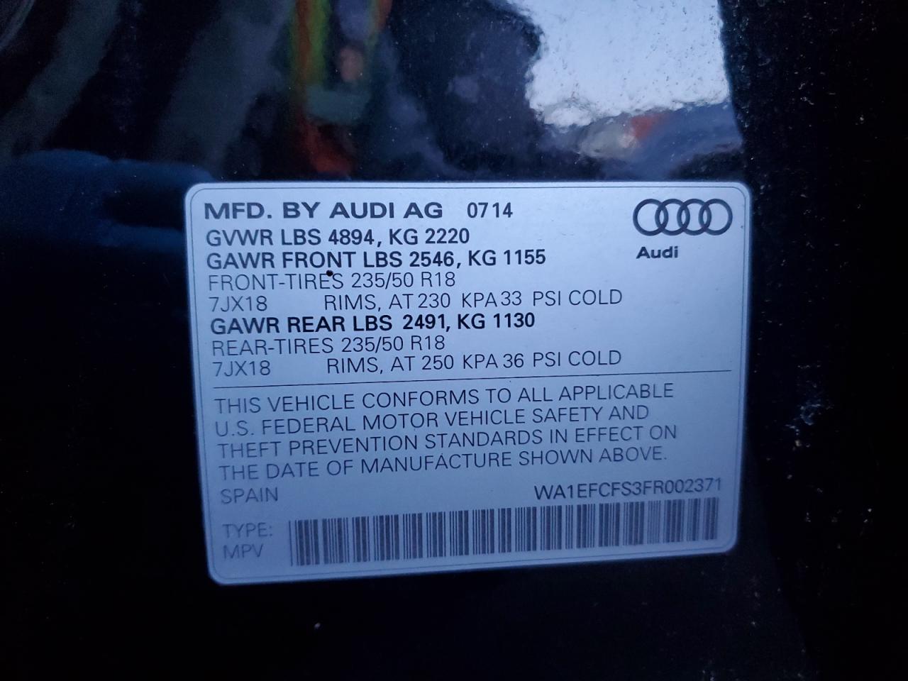 Lot #3311462247 2015 AUDI Q3 PREMIUM