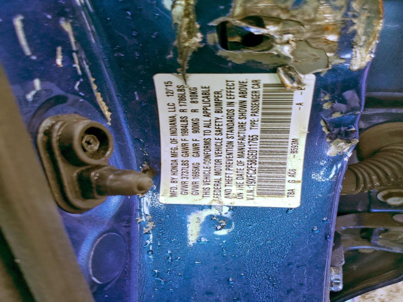 Lot #3302885966 2016 HONDA CIVIC LX