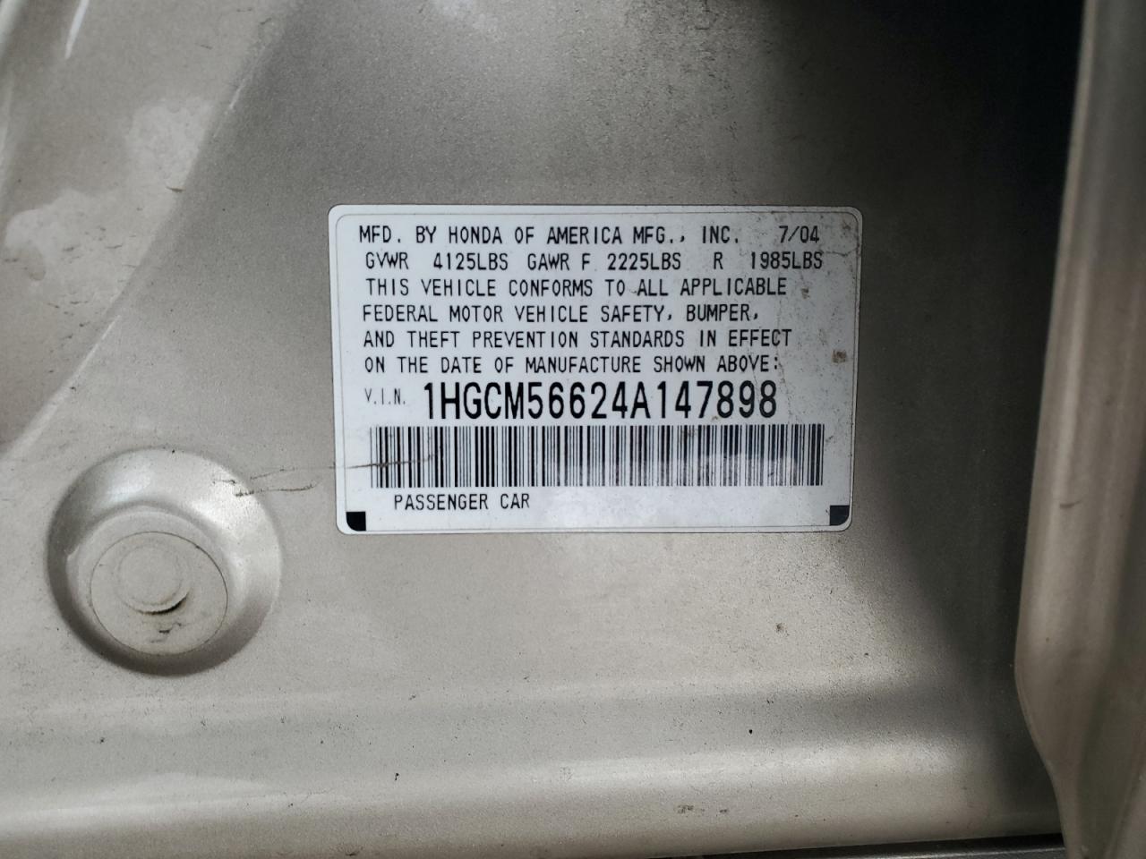 Lot #3293333425 2004 HONDA ACCORD EX