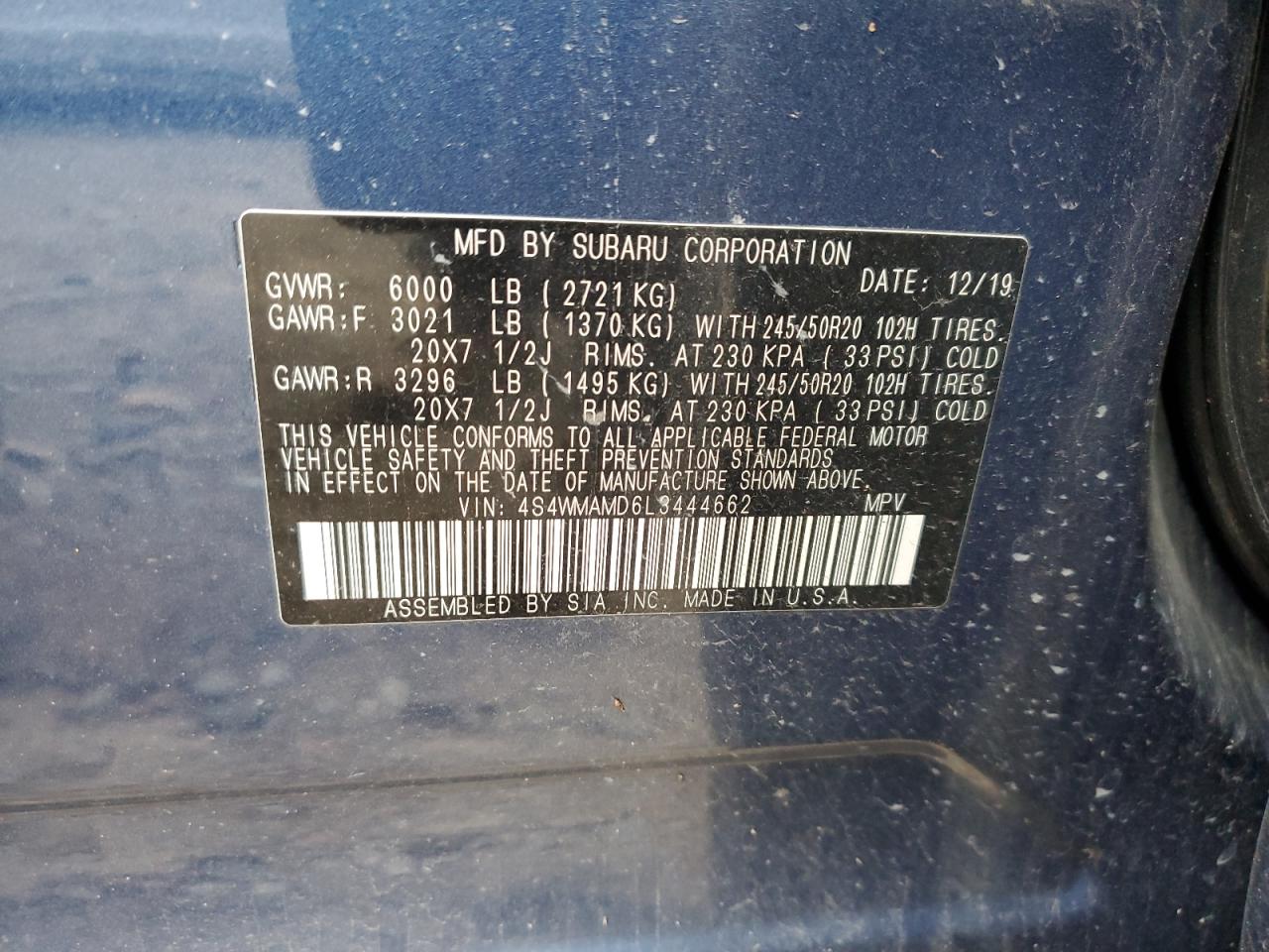 SUBARU ASCENT LIMITED