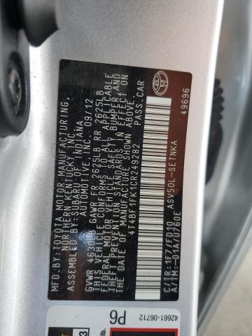 2012 TOYOTA CAMRY BASE #3287272019